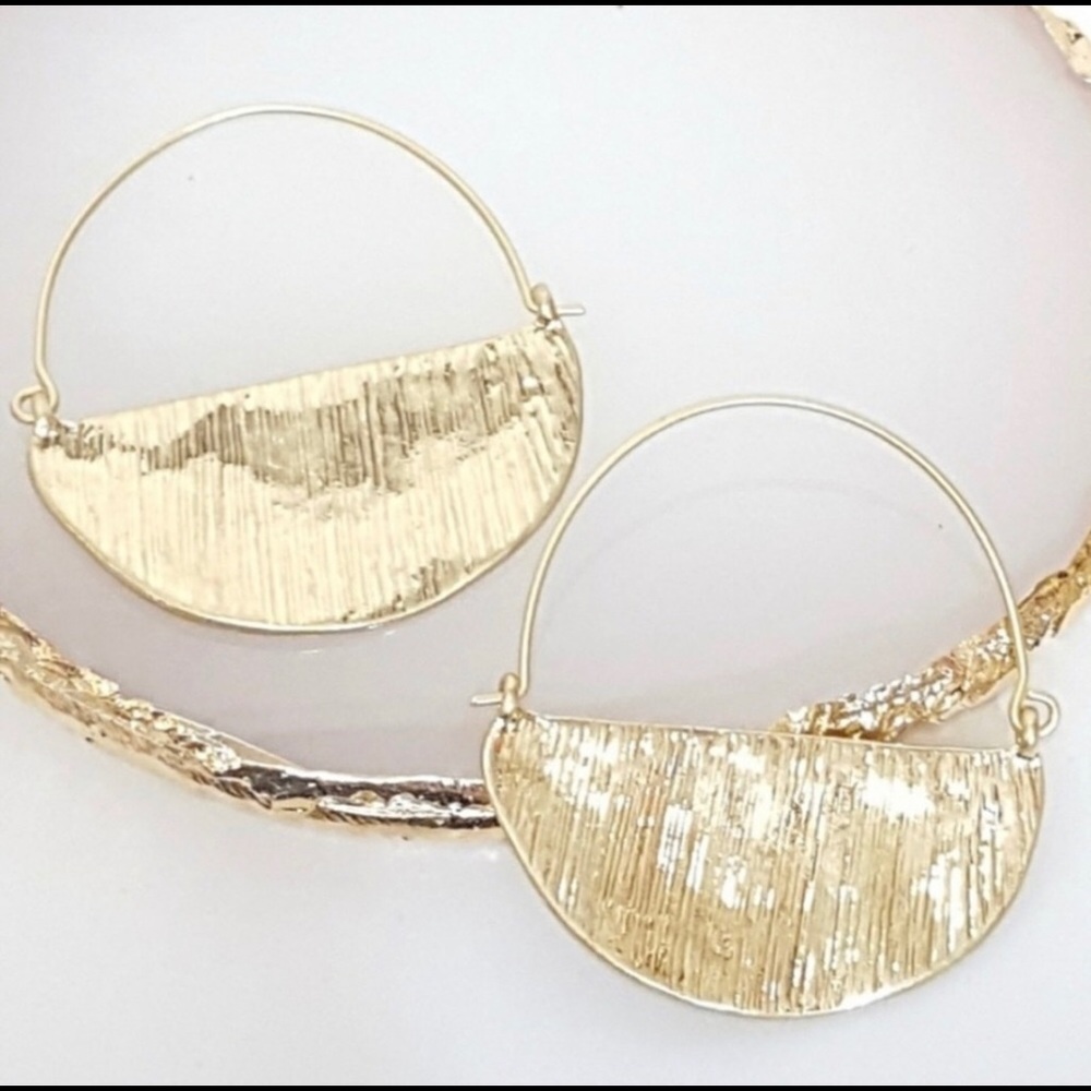 New Anthro Gold Half Moon Hoops